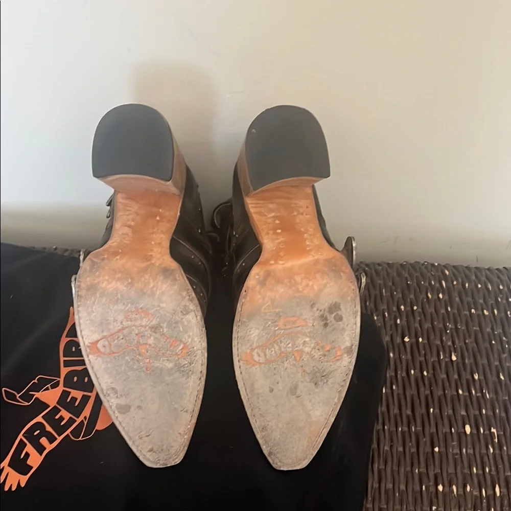 Freebird Black Heeled Boots with Strappy Design - Picture 9 of 9